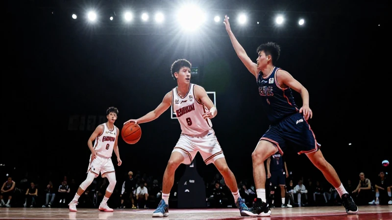 Jugador de baloncesto, acción cinematográfica dinámica