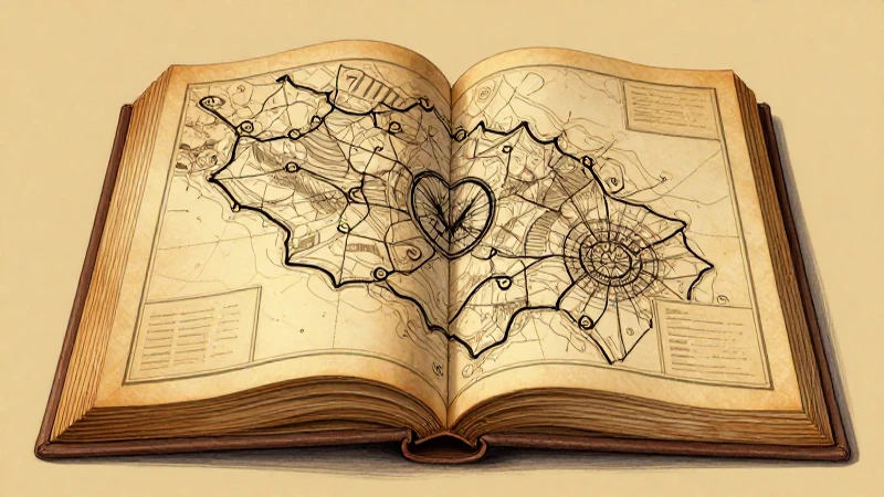 Mapa antiguo iluminado con detalle cálido