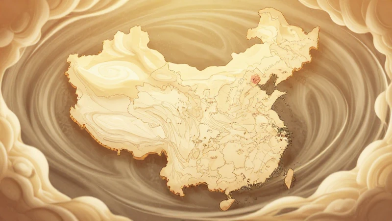 Ilustración cartográfica estilizada con viento cálido