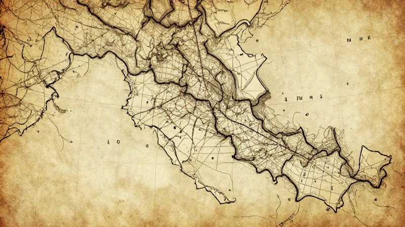 Mapa antiguo sepia, vista cenital