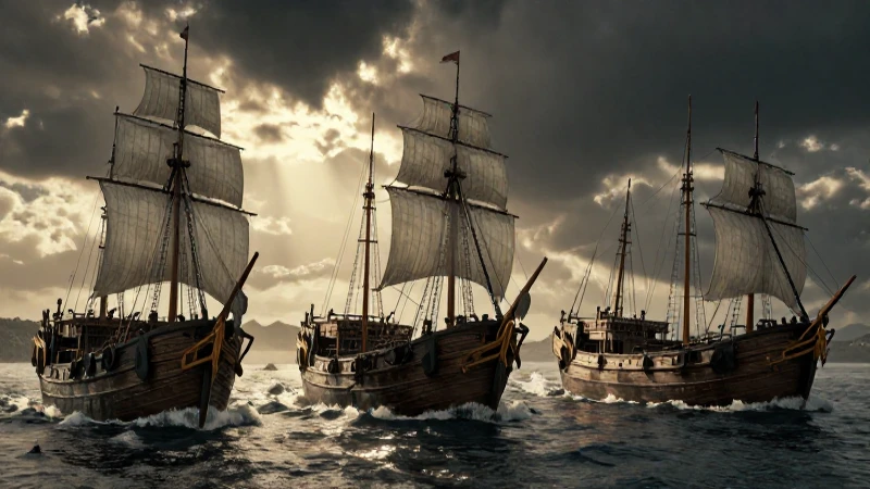 Batalla, barcos chinos, iluminación cinematográfica dramática