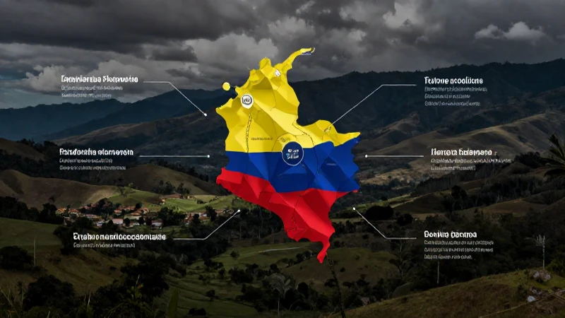 Mapa conceptual con paisaje colombiano dramático