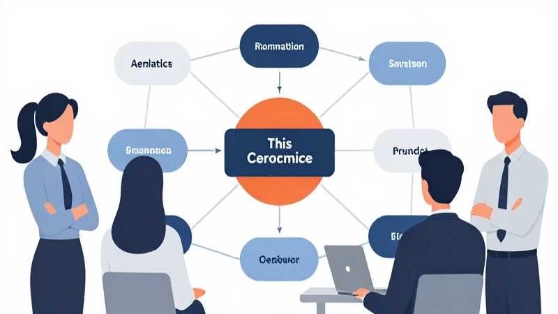 Personas de negocios colaboran en diagrama vectorial