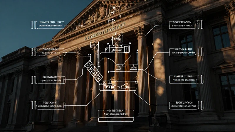 Fachada iluminada contrastando con diagrama estilizado