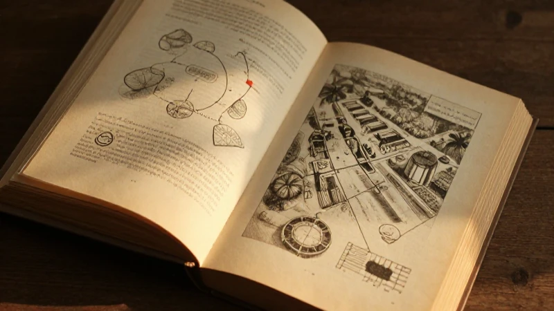 Diagramas antiguos iluminados por la luz dorada