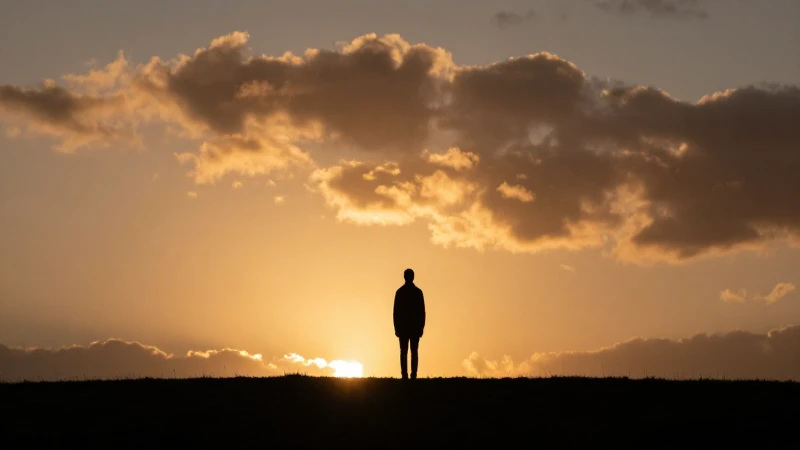 Silueta solitaria al amanecer cinematográfico