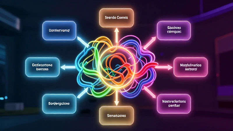Diagrama mental vibrante con conexiones resplandecientes