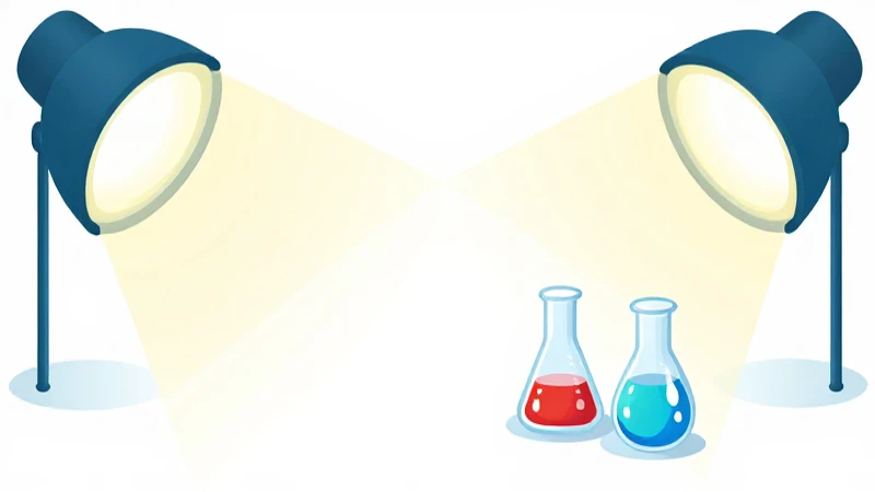 Experimento científico con matraces a luz brillante