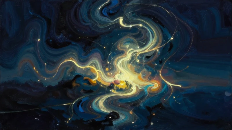 Paisaje abstracto con energía luminosa dramática
