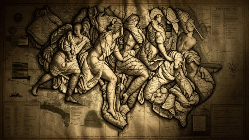 Claves y estructura del Romanticismo en un mapa conceptual 5 Pintura romántica con mapa antiguo y luces dramáticas