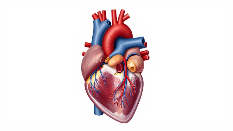 Corazón anatómico ilustrado con detalle y color
