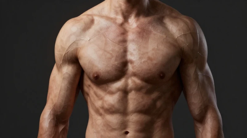Torso humano muscular con ilustración anatómica