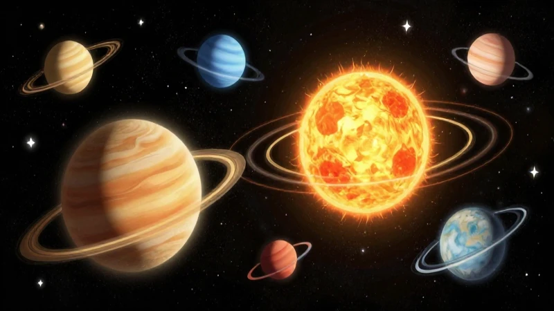 Sistema solar vibrante, arte cósmico estilizado