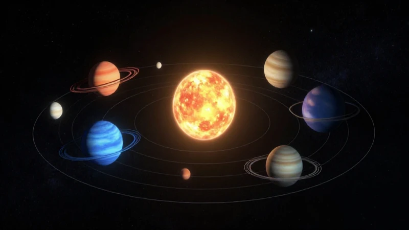 Planetas coloridos orbitan el sol brillante