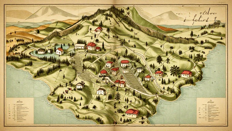 Mapa antiguo bajo luz cálida