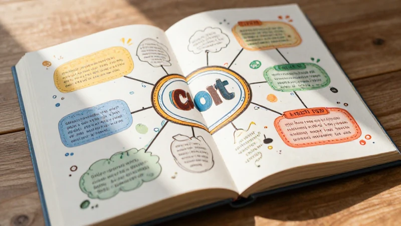 Libro abierto con diagrama mental colorido