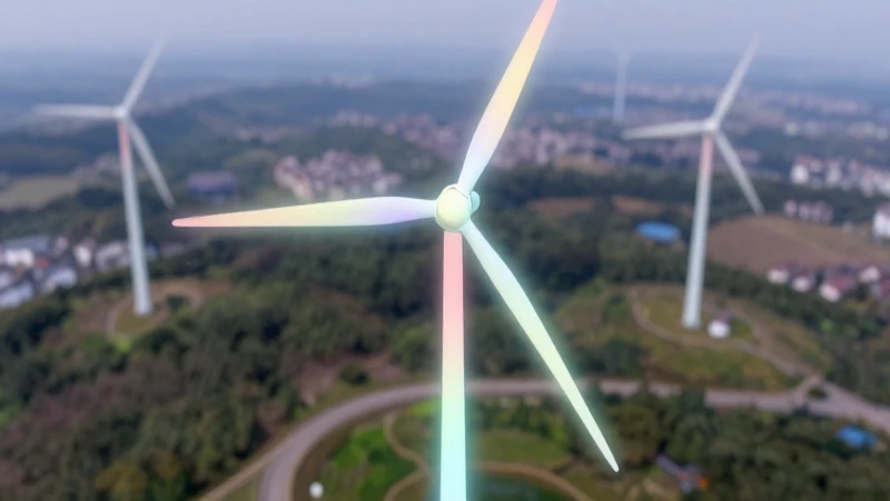 Ilustración estilizada de turbina eólica con colores pastel