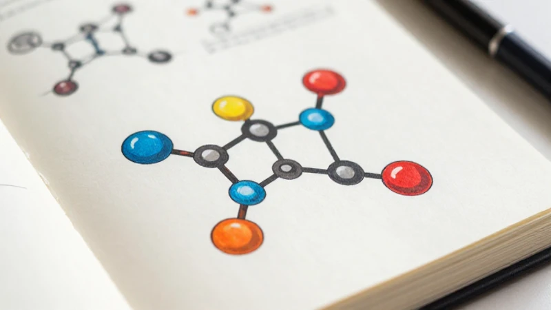 Ilustración vibrante de moléculas en cuaderno