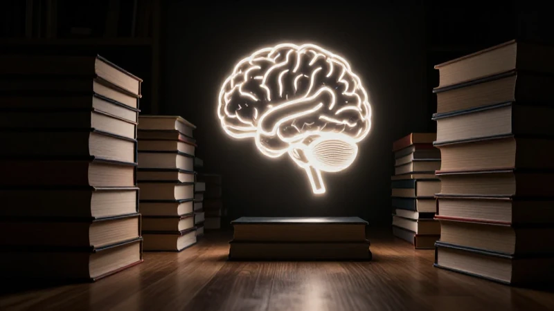 Mapa Conceptual de Epistemología: Guía Paso a Paso Efectiva 7 Libros, cerebro brillante en sombras dramáticas