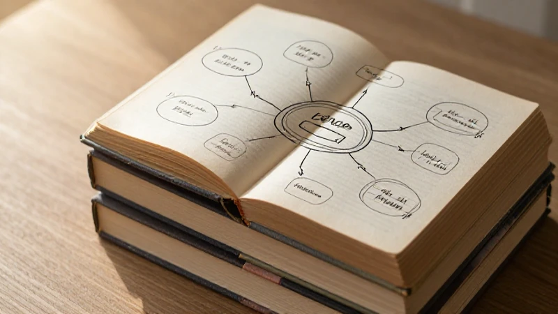 Pila de libros antiguos con diagrama superior