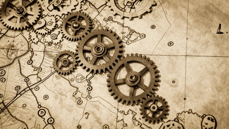 Mapa antiguo con detalles sepia cálidos