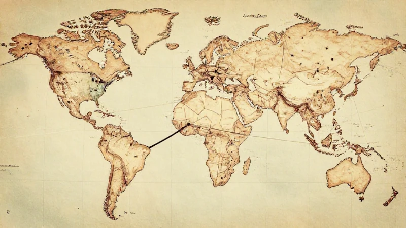 Mapa antiguo conectado con tonos cálidos