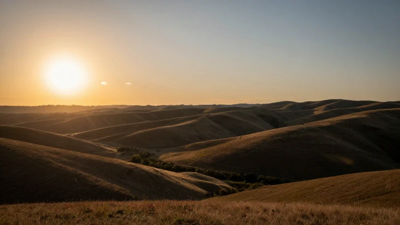 Puesta de sol sobre colinas norteamericanas
