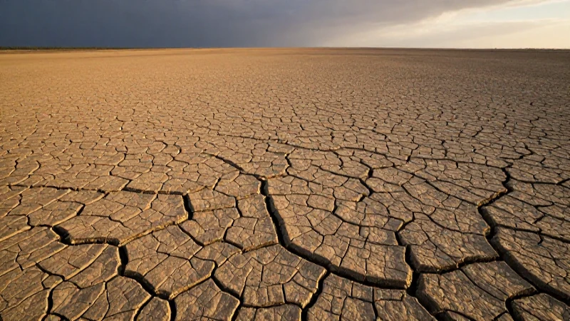 Tierra árida agrietada bajo luz dramática