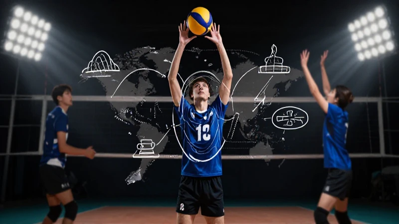 Jugadores de voleibol, luz dramática y composición dinámica