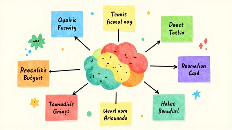 Mapa mental colorido con notas dispersas