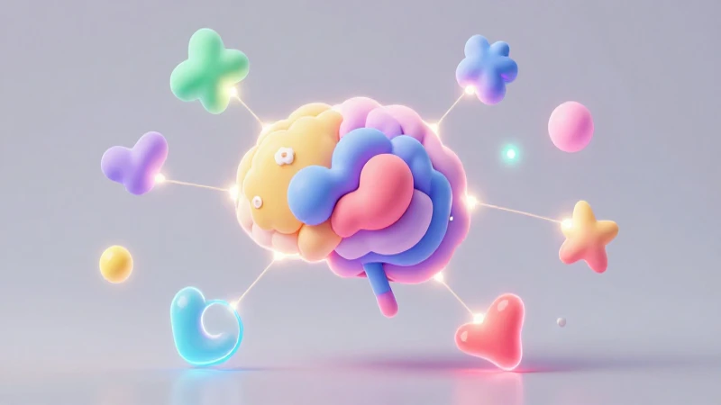 Mente colorida, nodos brillantes y formas abstractas