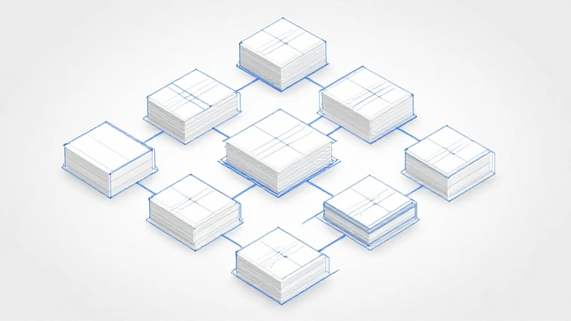 Diagrama claro e isométrico con cajas interconectadas