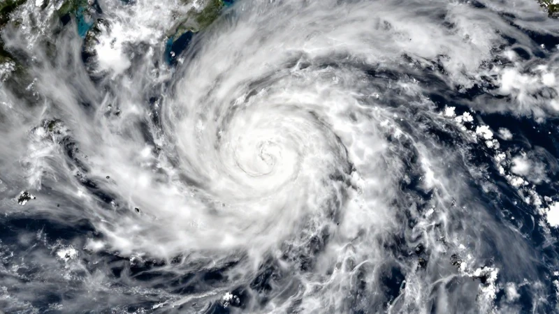 Ciclón tropical visible con nubes arremolinadas