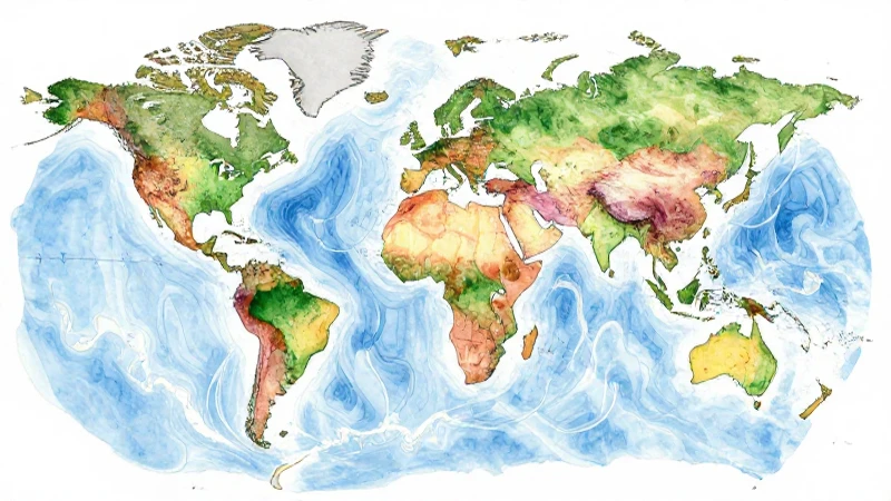 Mapa mundial acuático en estilo acuarela