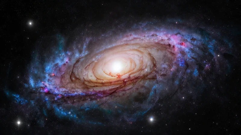 Galaxia espiral, nebulosa coloreada e iluminación cinematográfica