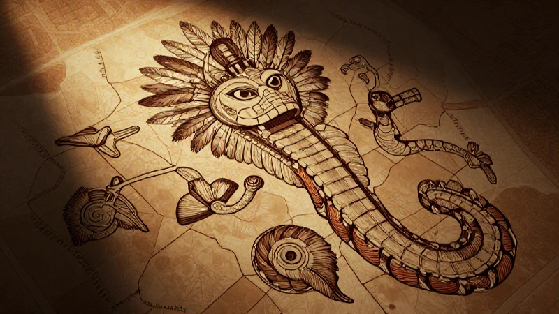 Cuáles son las características clave del mapa azteca 7 Mapa azteca con serpiente emplumada detallada