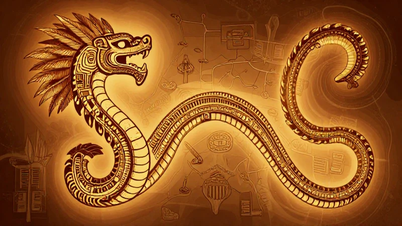 Cuáles son las características clave del mapa azteca 5 Mapa azteca estilizado con serpiente emplumada