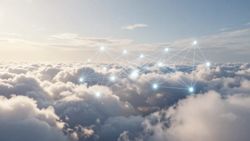 Nubes futuristas con nodos brillantes e iluminación suave
