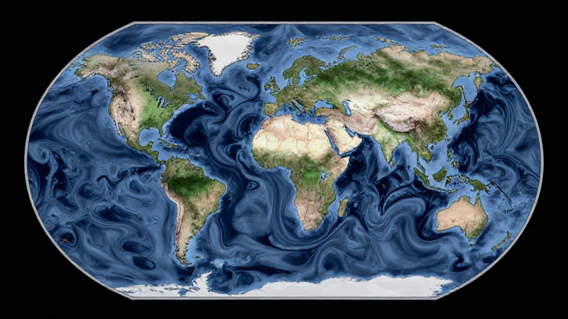Mapas de continentes y océanos: conceptos y representaciones 7 Océano turbulento visto desde un mapa global