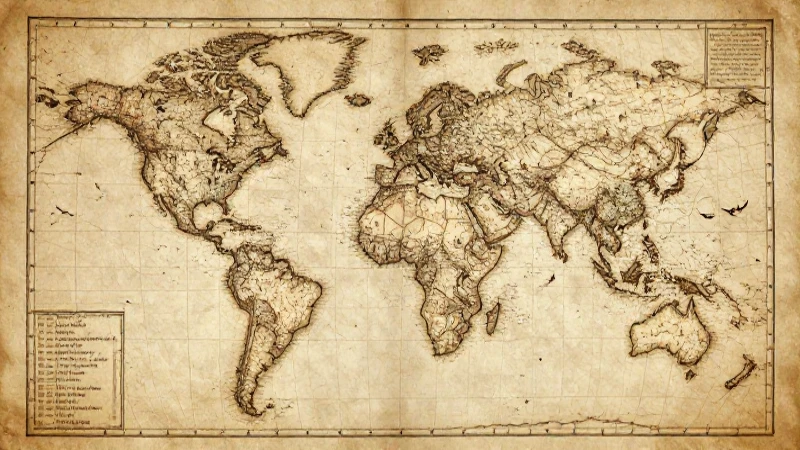 Mapas de continentes y océanos: conceptos y representaciones 11 Mapa antiguo iluminado con suave luz dorada