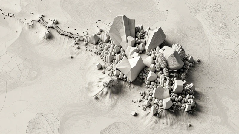 Cómo clasificar minerales usando mapas conceptuales 6 Mapa geológico isométrico con cristales suaves