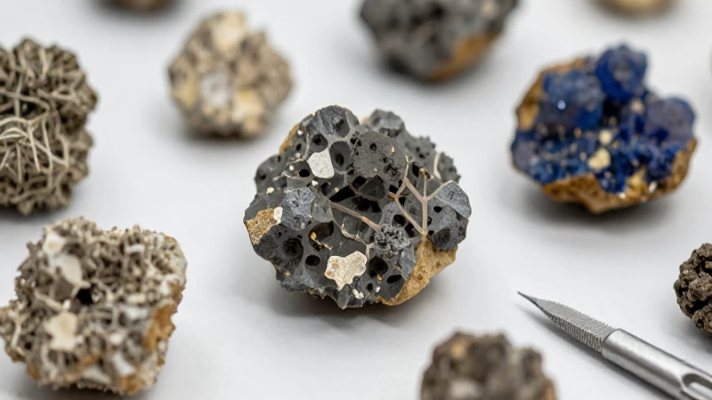 Cómo clasificar minerales usando mapas conceptuales 4 Muestras minerales detalladas bajo luz suave