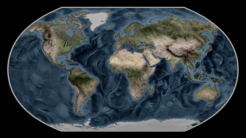 Mapa mundial iluminado con sombras oceánicas