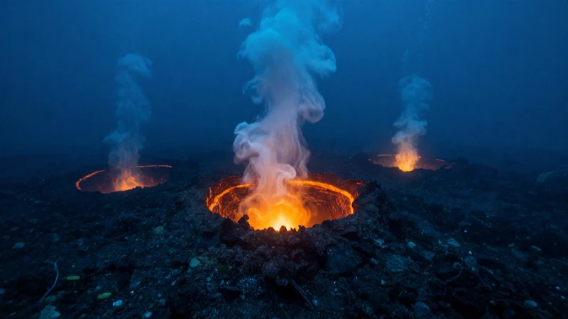 Paisaje submarino volcánico, iluminación impactante