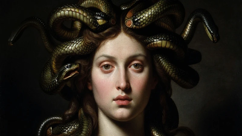 Retrato barroco de Medusa con serpientes