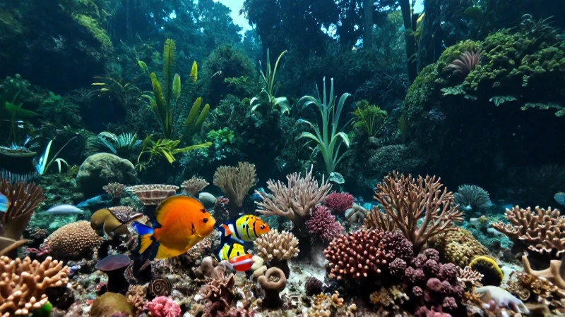 Selva vibrante bajo luz cinematográfica panorámica
