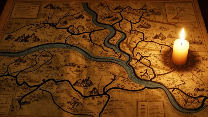 Cuál es la importancia y características de un mapa de ríos 3 Antiguo mapa muestra río a luz de vela