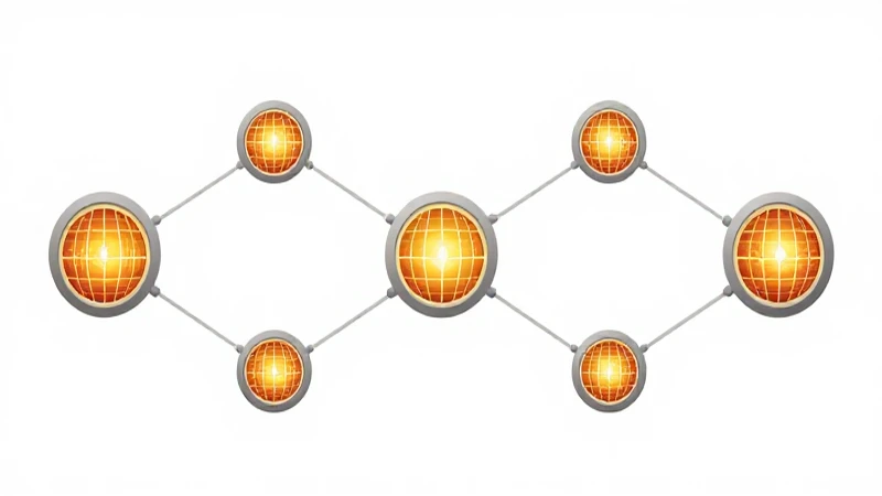 Ilustración solar, nodos conectados y luminosos