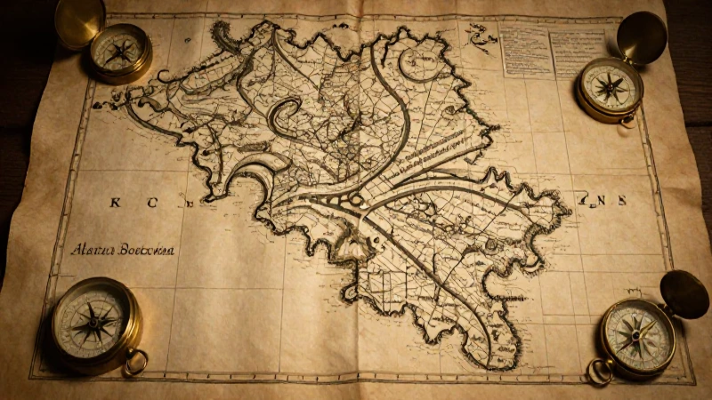 Antiguo mapa iluminado con detalles históricos