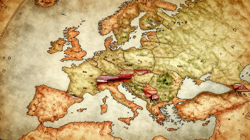 Europa napoleónica, mapa antiguo, luz cálida